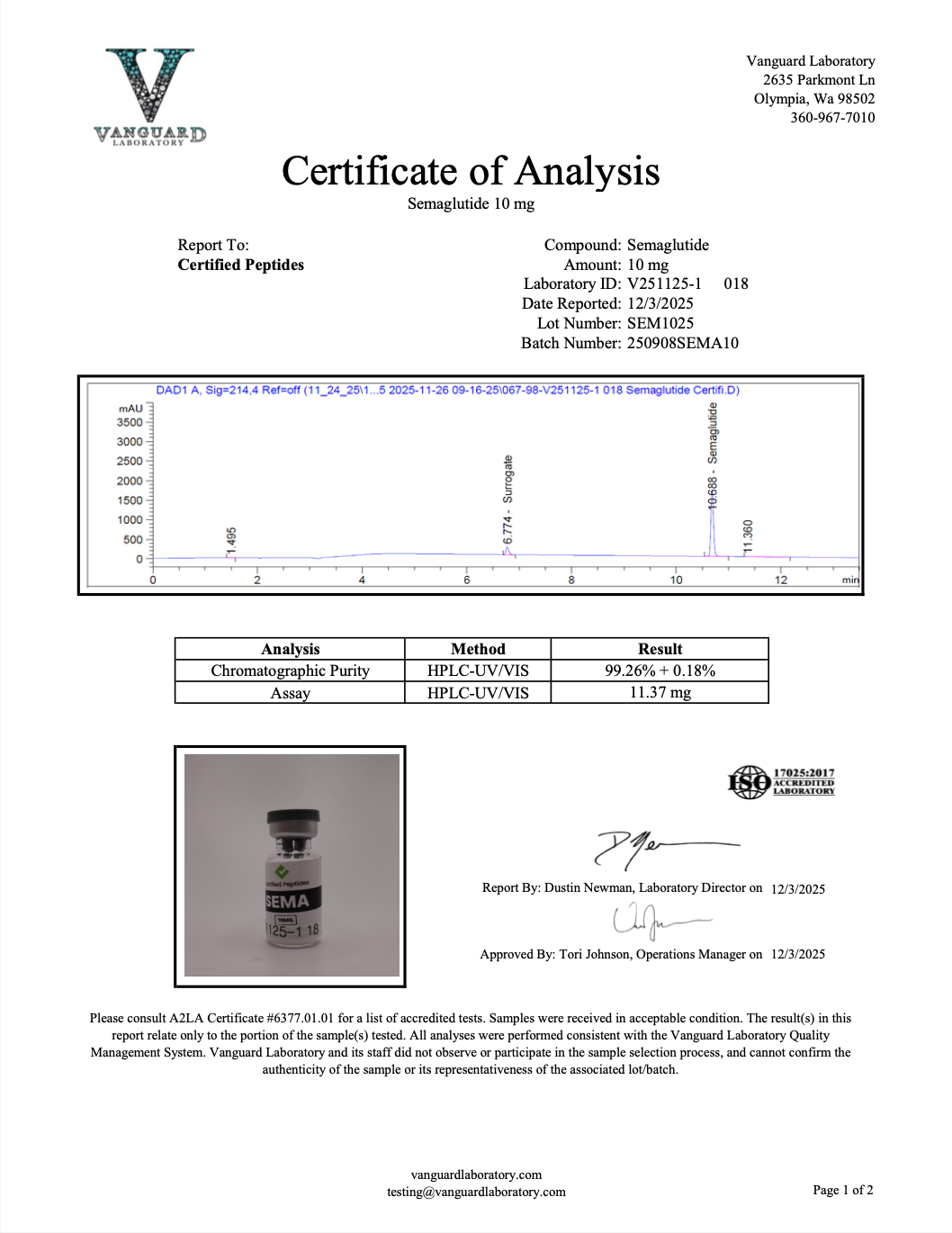 Semaglutide 10mg COA 1
