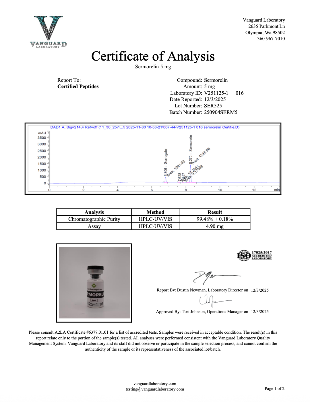 Sermorelin 5mg COA 1