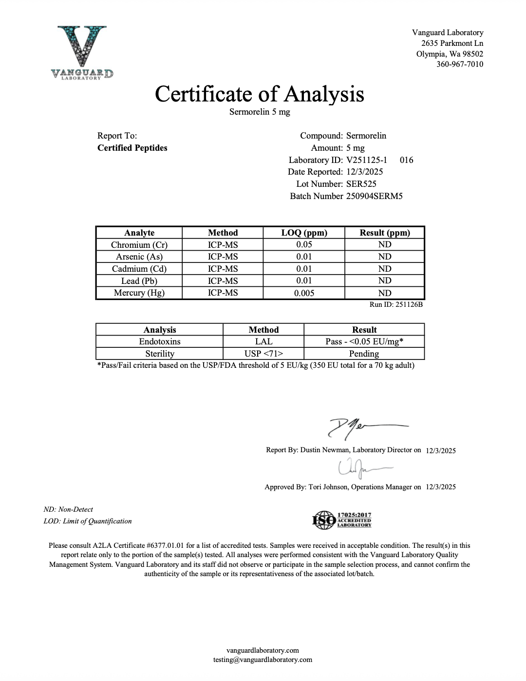 Sermorelin 5mg COA 2