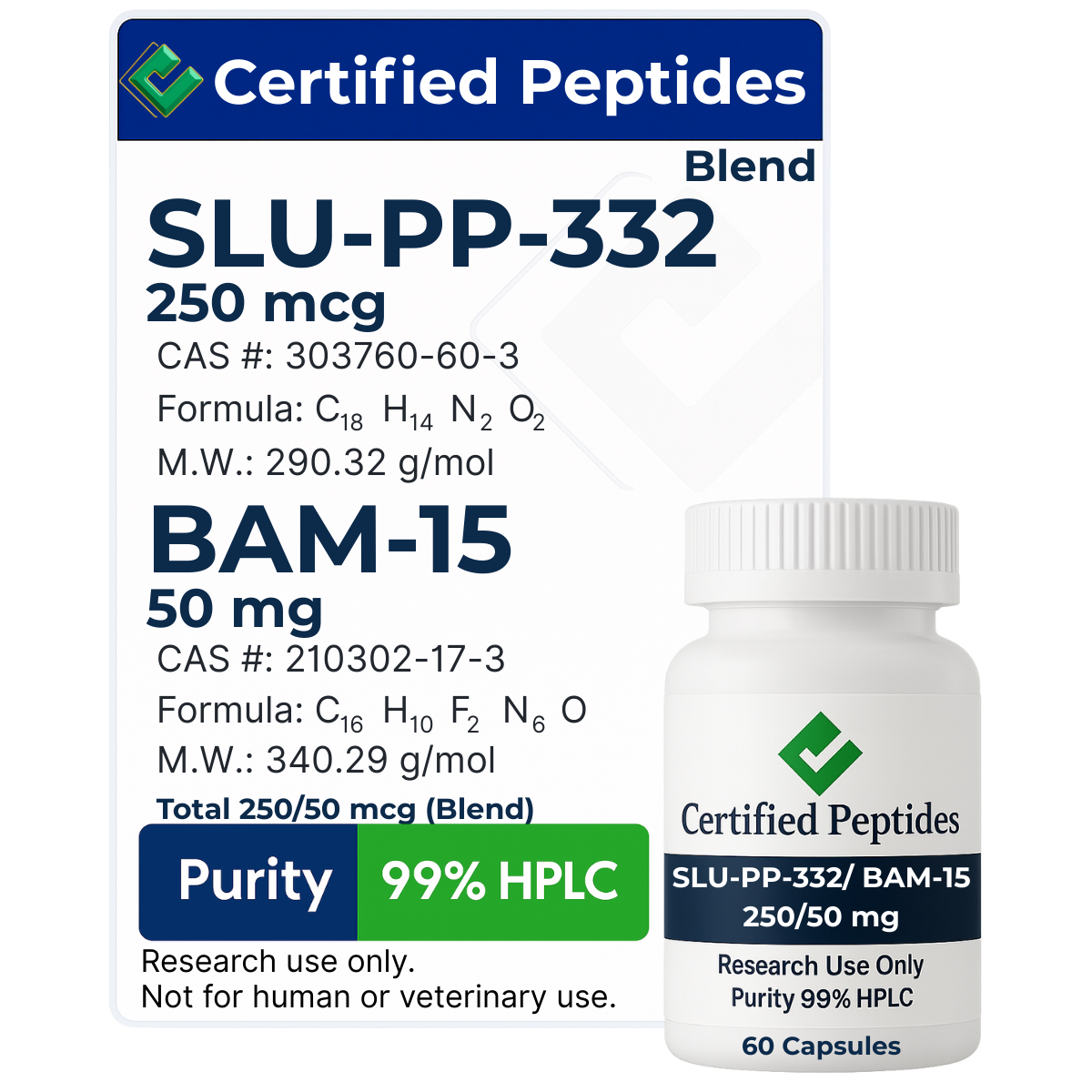 SLU-PP-332 w/ BAM-15 : 250mcg/50mg 60 Capsules