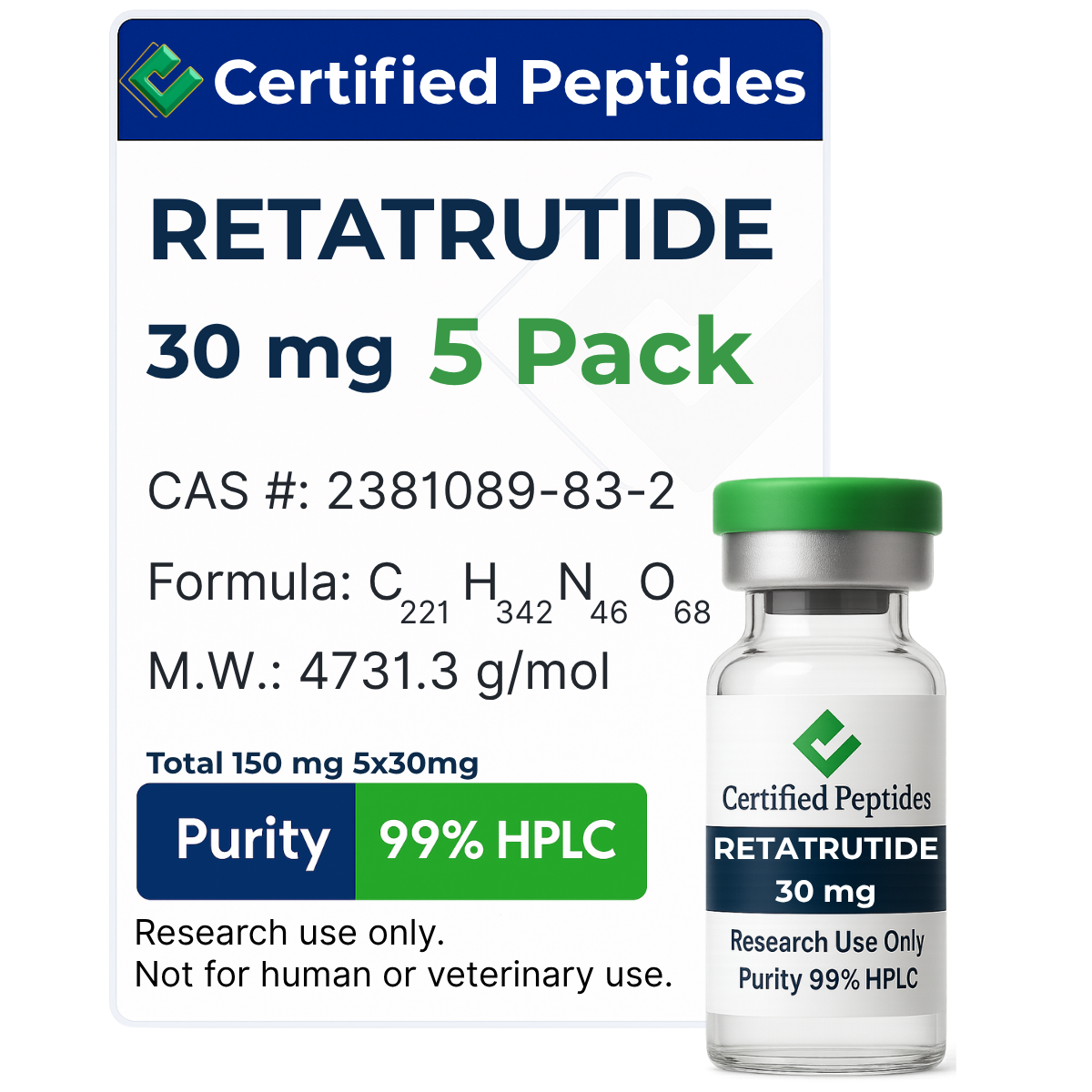 RETATRUTIDE 150MG BUNDLE 5X30MG