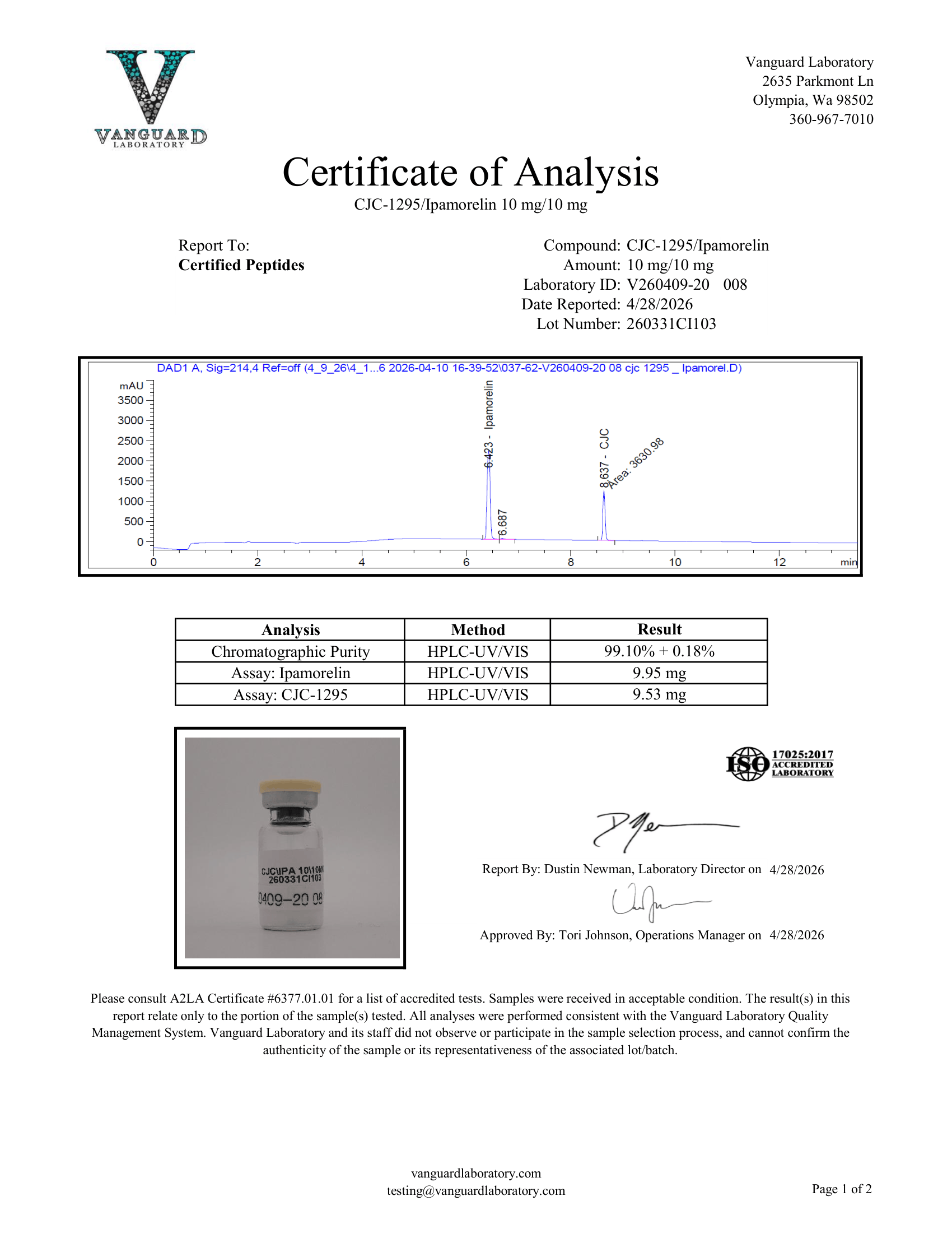 CJC 1295 NO DAC+ IPAMORELIN 10/10 MG BLEND - Image 2