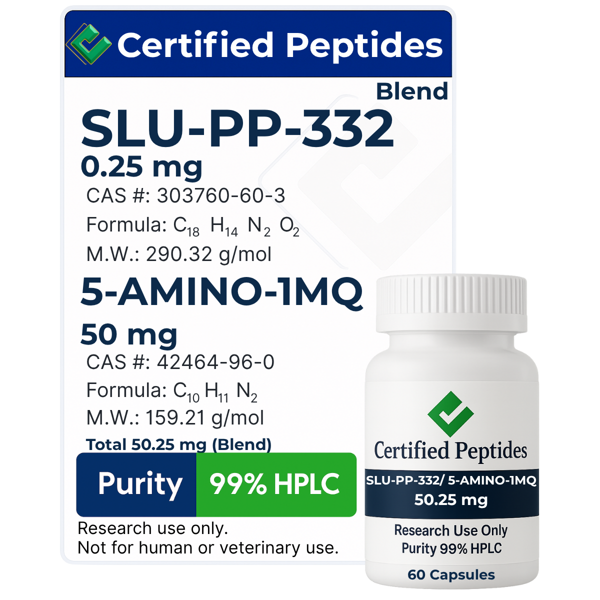 SLU-PP-332 250MCG /5-AMINO-1MQ 50MG 60 Capsules